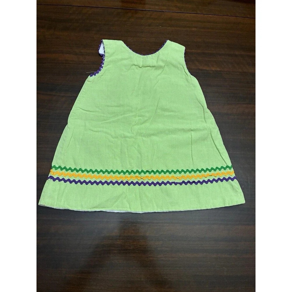 Precious Kids Little Girls Green And White Checked W/ A Jugglers Hat. Size 9 Mth